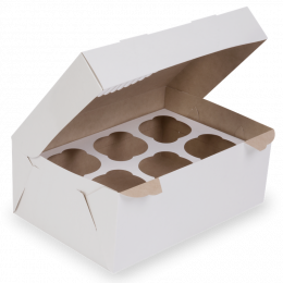Коробка OSQ MUF на 6 капкейков с окном, 2 стороны белая-крафт, 25 х 17 х 10 см