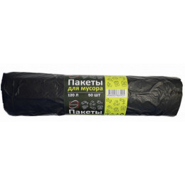 Мешок для мусора ПНД 70 х 110 см, 12 мк, 120 л, черный, 50 шт (1/15)